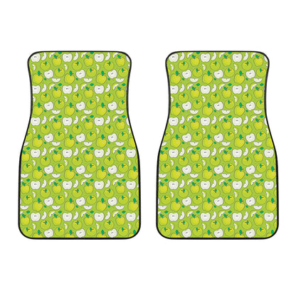 Green Apple Fruit Pattern Print Front Car Floor Mats