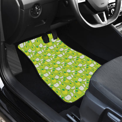 Green Apple Fruit Pattern Print Front Car Floor Mats