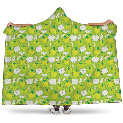 Green Apple Fruit Pattern Print Hooded Blanket