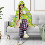 Green Apple Fruit Pattern Print Hooded Blanket