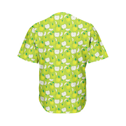 Green Apple Fruit Pattern Print Men's Baseball Jersey