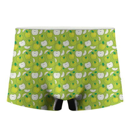 Green Apple Fruit Pattern Print Men's Boxer Briefs