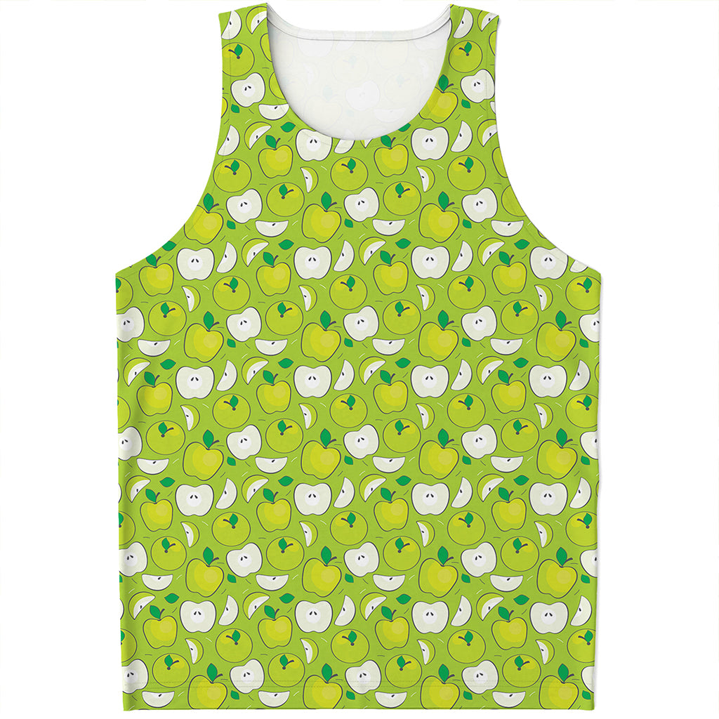 Green Apple Fruit Pattern Print Men's Tank Top