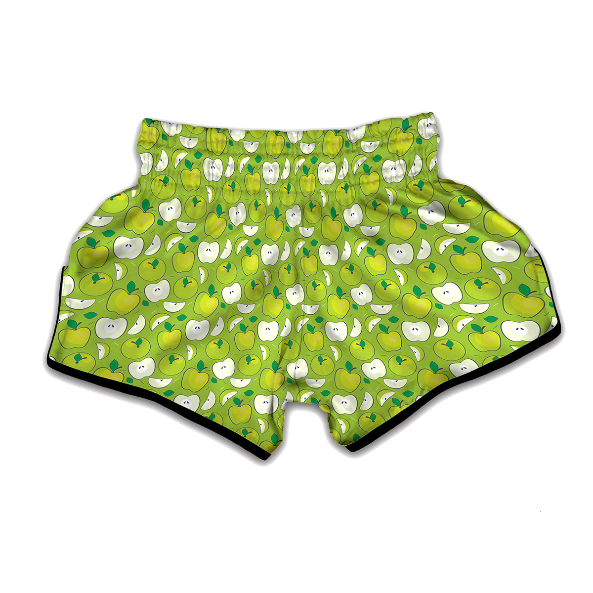 Green Apple Fruit Pattern Print Muay Thai Boxing Shorts