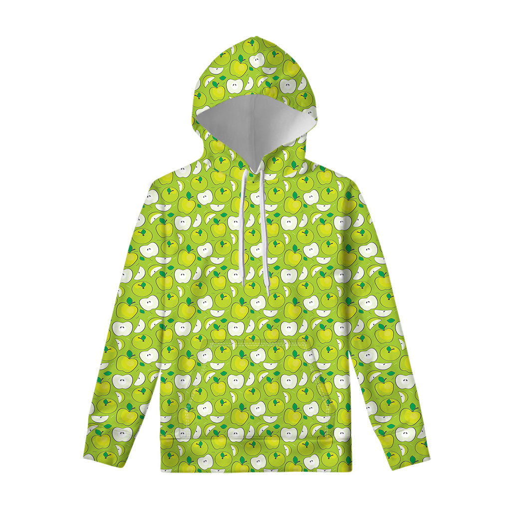 Green Apple Fruit Pattern Print Pullover Hoodie