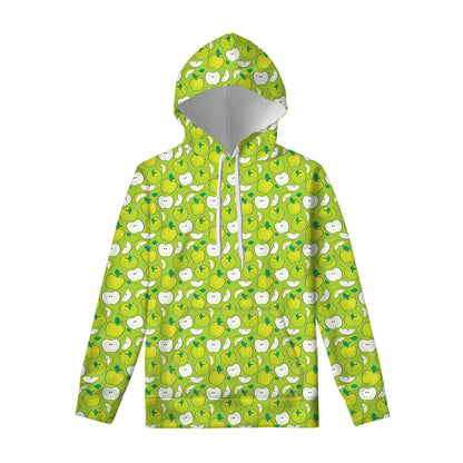 Green Apple Fruit Pattern Print Pullover Hoodie
