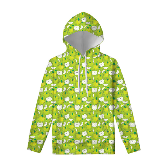 Green Apple Fruit Pattern Print Pullover Hoodie