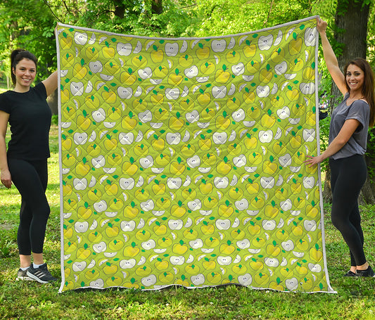 Green Apple Fruit Pattern Print Quilt