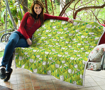 Green Apple Fruit Pattern Print Quilt