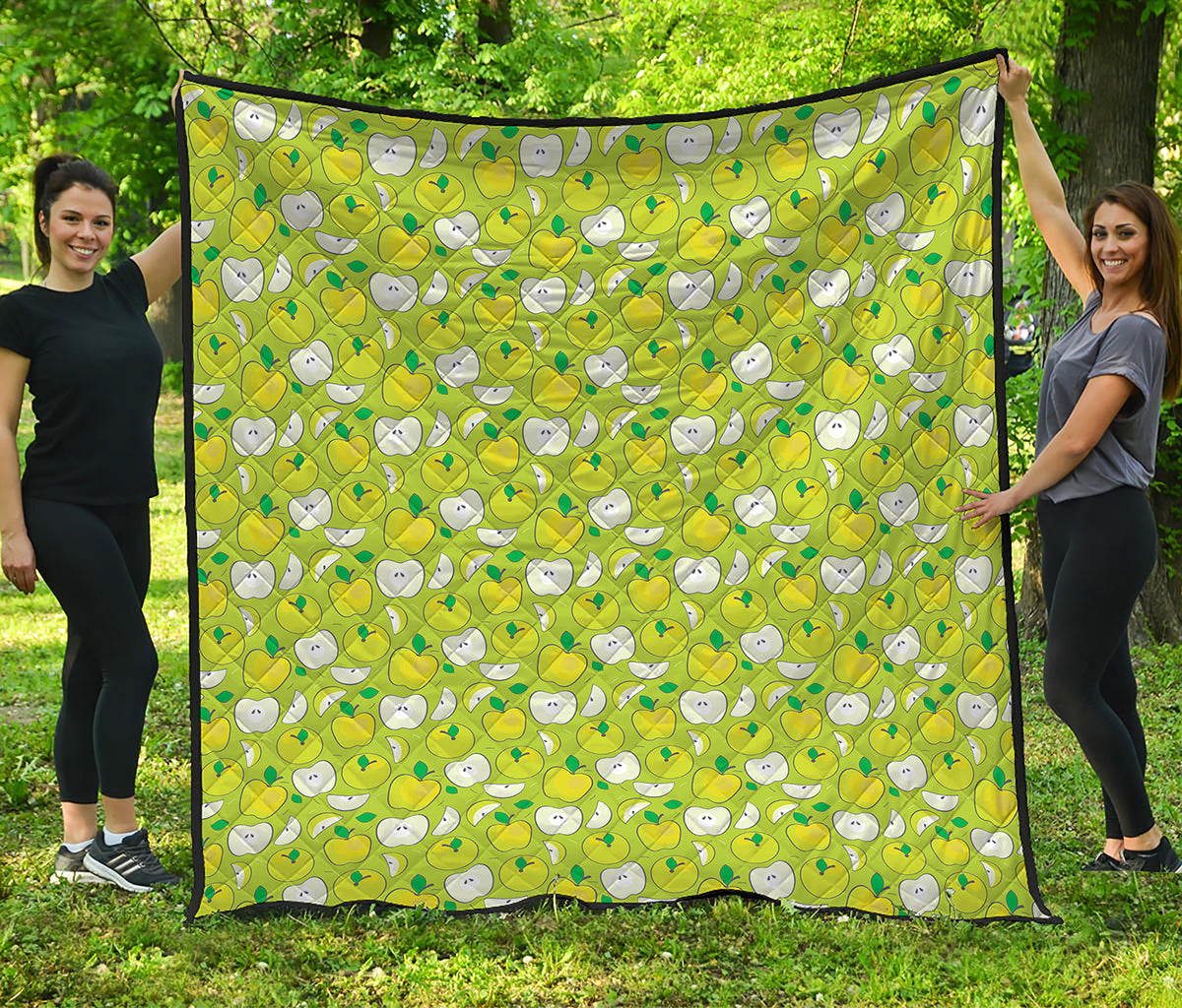 Green Apple Fruit Pattern Print Quilt