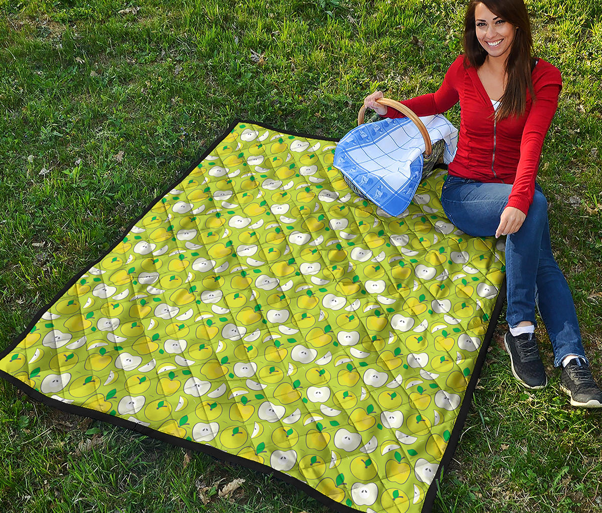 Green Apple Fruit Pattern Print Quilt