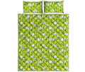 Green Apple Fruit Pattern Print Quilt Bed Set