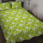Green Apple Fruit Pattern Print Quilt Bed Set