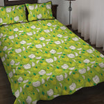 Green Apple Fruit Pattern Print Quilt Bed Set