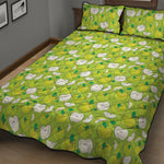 Green Apple Fruit Pattern Print Quilt Bed Set
