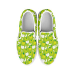 Green Apple Fruit Pattern Print White Slip On Shoes