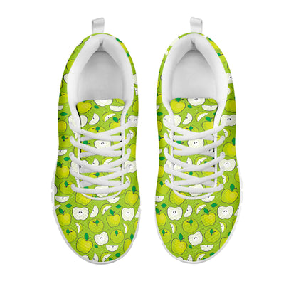 Green Apple Fruit Pattern Print White Sneakers