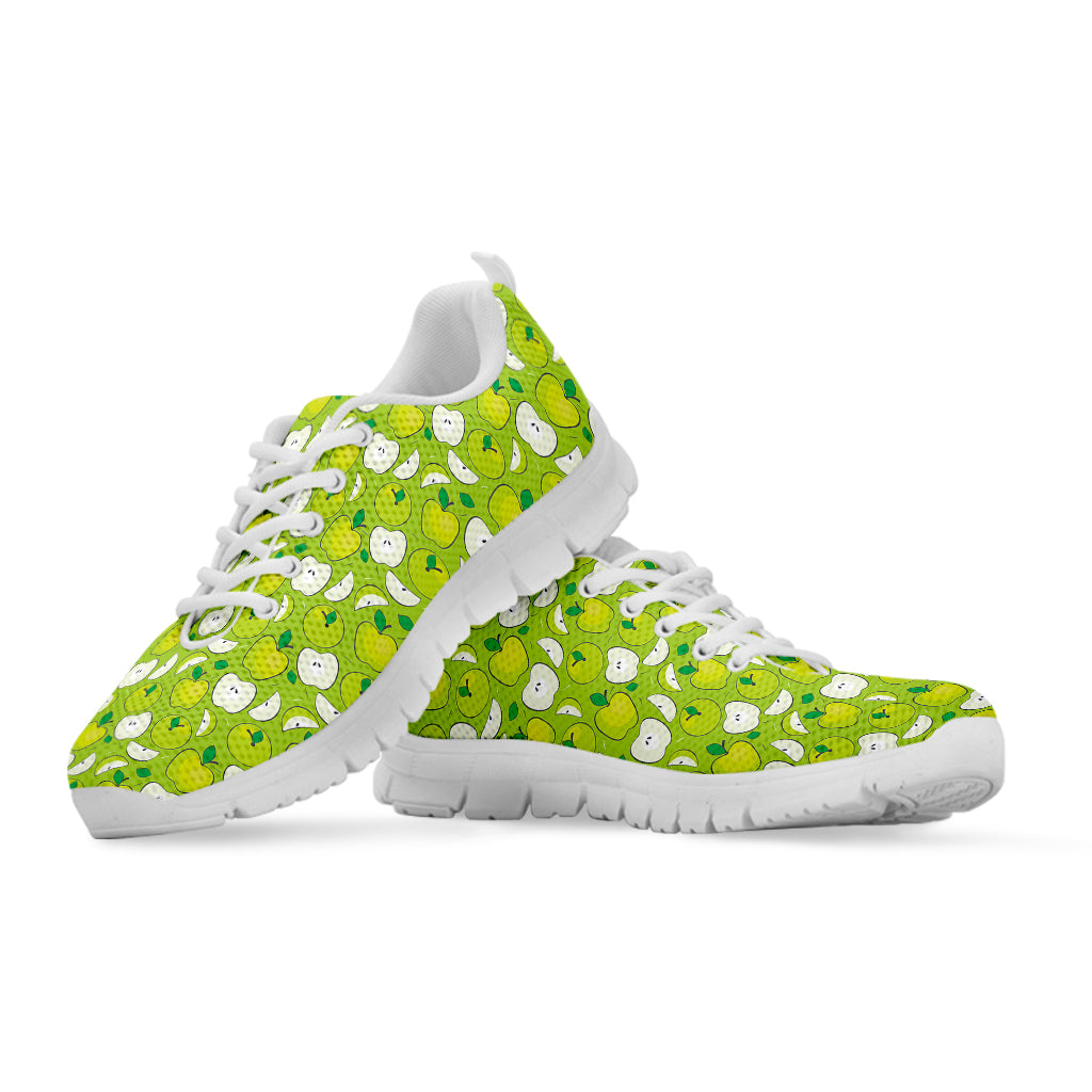 Green Apple Fruit Pattern Print White Sneakers