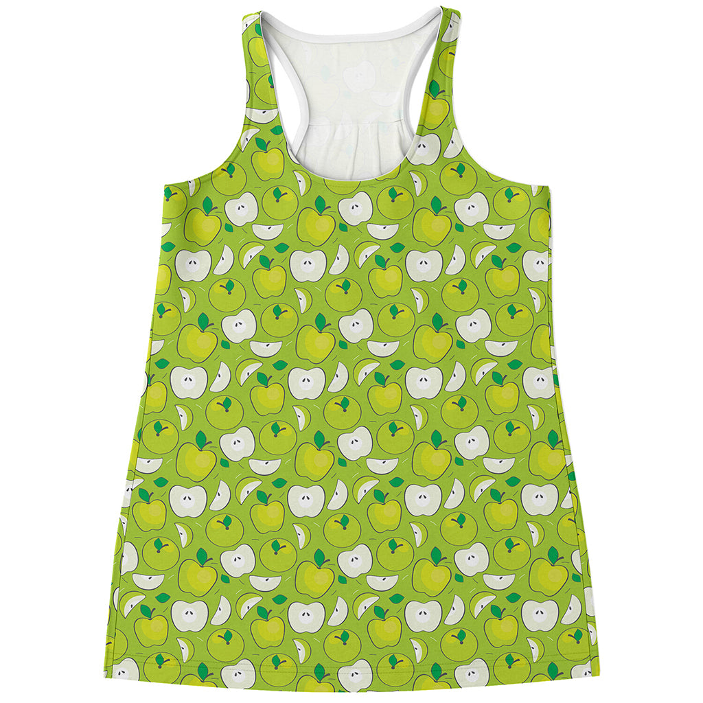 Green Apple Fruit Pattern Print Women's Racerback Tank Top