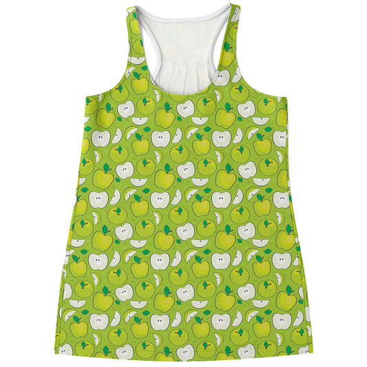 Green Apple Fruit Pattern Print Women's Racerback Tank Top