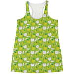 Green Apple Fruit Pattern Print Women's Racerback Tank Top