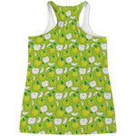Green Apple Fruit Pattern Print Women's Racerback Tank Top
