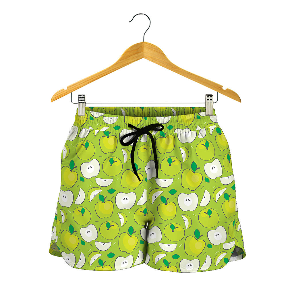 Green Apple Fruit Pattern Print Women's Shorts