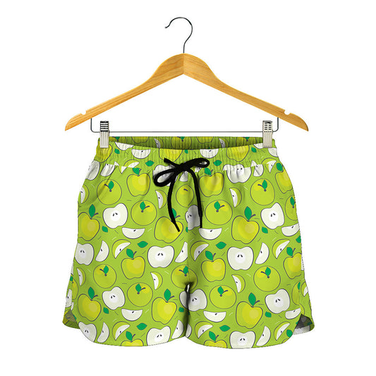 Green Apple Fruit Pattern Print Women's Shorts