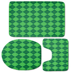 Green Argyle Pattern Print 3 Piece Bath Mat Set