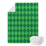 Green Argyle Pattern Print Blanket