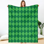 Green Argyle Pattern Print Blanket
