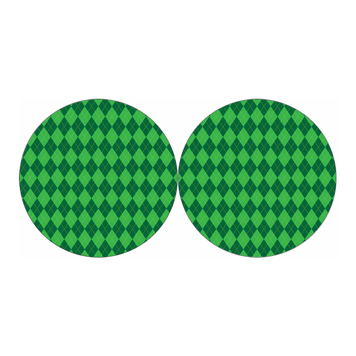 Green Argyle Pattern Print Car Coasters