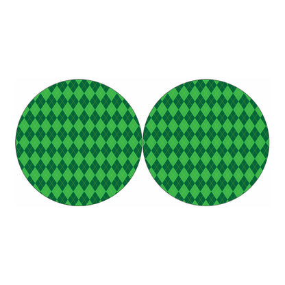 Green Argyle Pattern Print Car Coasters