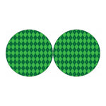 Green Argyle Pattern Print Car Coasters