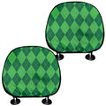 Green Argyle Pattern Print Car Headrest Covers