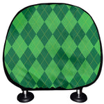 Green Argyle Pattern Print Car Headrest Covers