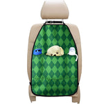 Green Argyle Pattern Print Car Seat Organizers