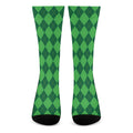 Green Argyle Pattern Print Crew Socks