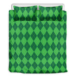 Green Argyle Pattern Print Duvet Cover Bedding Set