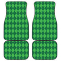 Green Argyle Pattern Print Front and Back Car Floor Mats