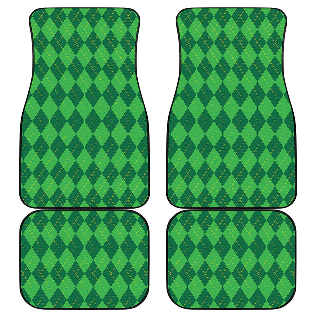 Green Argyle Pattern Print Front and Back Car Floor Mats