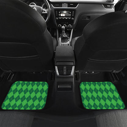 Green Argyle Pattern Print Front and Back Car Floor Mats