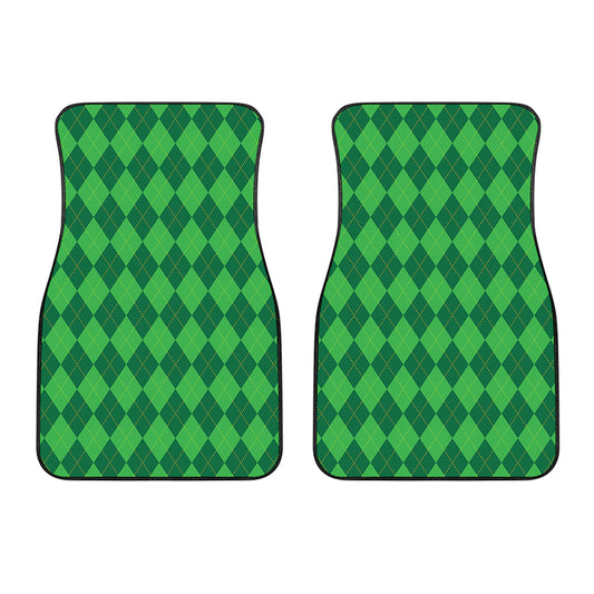 Green Argyle Pattern Print Front Car Floor Mats