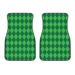 Green Argyle Pattern Print Front Car Floor Mats