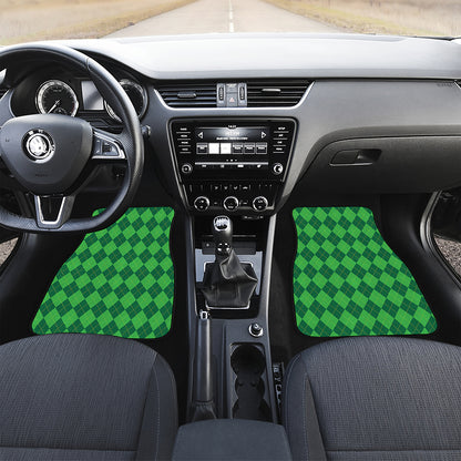 Green Argyle Pattern Print Front Car Floor Mats