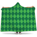 Green Argyle Pattern Print Hooded Blanket