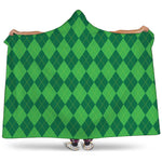 Green Argyle Pattern Print Hooded Blanket