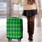 Green Argyle Pattern Print Luggage Cover