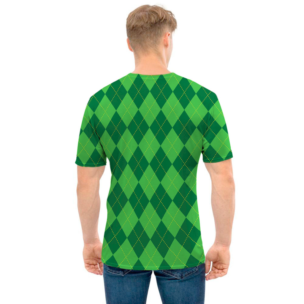 Green Argyle Pattern Print Men's T-Shirt