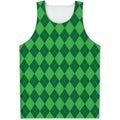 Green Argyle Pattern Print Men's Tank Top